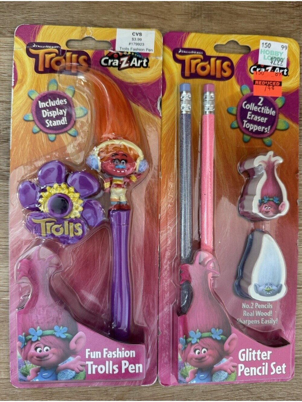 DreamWorks Trolls Cra-Z-Art NOS Pen & Glitter Pencil Set Sealed Eraser Toppers